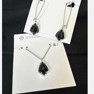 Kendra Scott Carinne Silver and black earrings and Cory necklace!